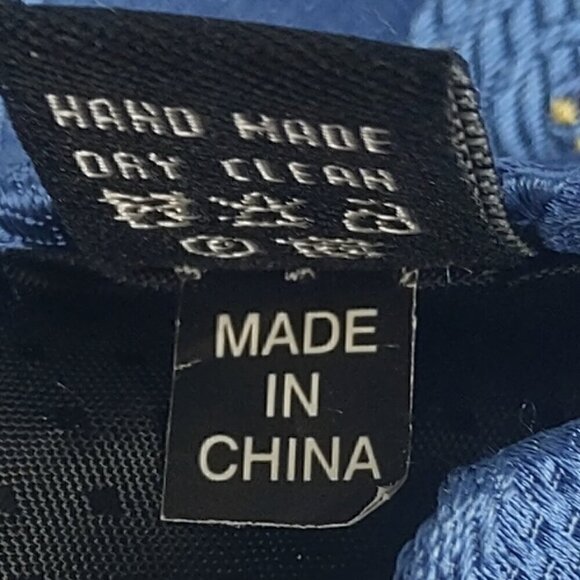 Rooster Men's Blue, Gold, Brown, Paisley Look 100% Silk Necktie - Picture 9 of 9